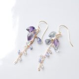 フローライトとカラーストーンのピアス　１４kgf