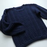 網モチーフ　手編みガンジーセーター