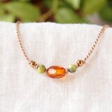 Rice Short Necklace（琥珀×サーペンティン）