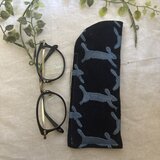 ハンドメイド♡メガネケース♡北欧ブルーうさぎ刺繍♡♡普通タイプ