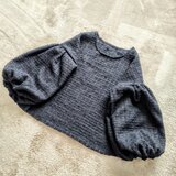 ブラックツィードたっぷりパフスリーブブラウス