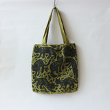 【在庫限り】黒猫プリントバッグ【若草】