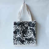 【在庫限り】黒猫プリントバッグ【生成】