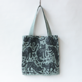 【在庫限り】黒猫プリントバッグ【銀鼠】