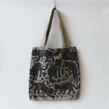 【在庫限り】黒猫プリントバッグ【ベージュ】