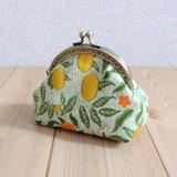 ウィリアムモリス　がま口ミニポーチ　コインケース　8.5cm口金　アクセサリーケース　フルーツ　ペールグリーン　521