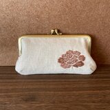 ポーチ | 牡丹刺繍（焦茶）