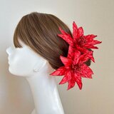 赤いポインセチアのヘッドピース(2点）　クリスマス　赤　ポインセチア　ダンス