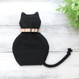 猫型コースター　一点限定　猫シルエット　布製コースター　猫グッズ　黒猫　プチギフト　No.211