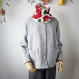 裏毛起毛ニット生地ドルマンスリーブブルゾン（杢グレー）