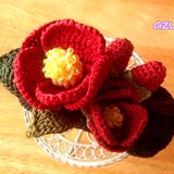 侘助椿のバレッタ　真紅