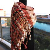 分け織りでメビウスマフラー（ベージュ系）