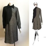 【1点もの・デザイン画付き】ツイル（ウール＆ポリ）生地アシメトリーワンピース（KOJI TOYODA）