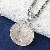 天然タンザナイト（１２月の誕生石）【6ペンスラッキーコインペンダント】＊あなたの誕生石もセットできます。