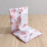 携帯ティッシュケース　ボックスティッシュから詰替え　花柄　向日葵　ピンク　532