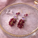 金具変更OK　ガラスとジェイドのイヤーアクセサリー（P1091）