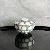 染付雪輪紋蓋茶碗　一客　プラチナ継ぎ　　　yk295