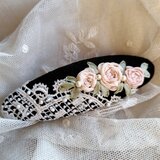 アンティークレース*リボン刺繍*バレッタ*c