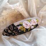 アンティークレース*リボン刺繍*バレッタ*d
