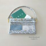 リバティ＊お薬手帳・診察券 まとめて収納◎透明窓付きダブルファスナーポーチ｜リバティArona(アロナ)サルファーイエロー｜