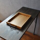 0310mito　国産ひのきのトレイ　Lサイズ　黒丸アイアン取手