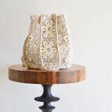 イタリア製 ニットフラワーレース　2wayポシェットマリンバッグ　エクリュ　ミニショルダー　クリスマスギフトにも◎