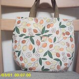 オックス10番生地・オリーブ柄の手提げ