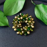 リニューアル【ブローチ】大人 グリーンリース ゴールド