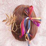 リボン☆ボブヘア☆成人式髪飾り☆卒業式☆袴ヘア☆和装☆ヘッドドレス☆かすみ草☆結婚式☆前撮り☆プリザーブドフラワー☆ヘアパーツ