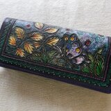 刻印＆拭き染めのロングウォレット　（マチ付き）