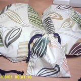 コットンオックス生地の巾着大きめ袋２・小さな袋１のセット*