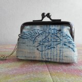 がま口財布　松喰い鶴（まつくいづる）と　あこや貝と亀のチャーム