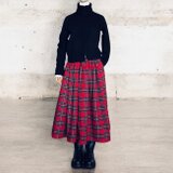 フランネルタータンチェックスカートレッド　受注製作