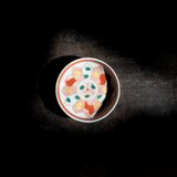 赤で素敵◆カラフルな色合い。時代物　赤絵印判小皿 antiques 骨董　明治〜大正時代