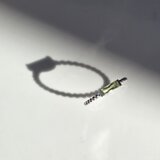 ペリドット　8×3　ロングプリンセスカット　2点留め　シルバーSV925リング