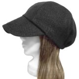 つば広キャスケット◆ラッセル織ウールネップニット／ブラック　◇ゆったりサイズ・寒い季節におすすめ・紫外線対策・小顔効果◇