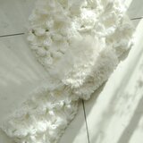 【お客様の声から生まれた】マフラー ファー ショート ループ バタフライ 花 柄 模様 白 ホワイト 手編み 編み物 編み