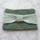ポケットティッシュケース リボン 緑 グリーン 手編み 編み物 編み