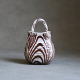 【murano】イタリア製 / ヴィンテージ / ハンドバッグ型ガラス花瓶 / パープル