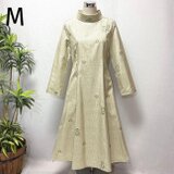 着物リメイク　大島紬花柄ワンピース　2WAY ロング　細見せ　プリンセスライン　Aライン　正絹