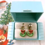 christmas wreath dangle ヴィンテージイヤリング