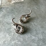 Y1210-ヴィンテージイヤリング U.S.A. 1960's Silver Tone Swirl Openwork