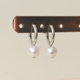 淡水パールフープイヤリング