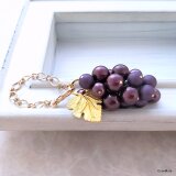 葡萄のバッグチャーム（リーフマンテル／ボルドーMIX＃3）GLD