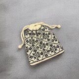 北欧柄手編み巾着/シェットランドウール