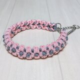 パラコード首輪　ハーフチョークチェーンタイプ　花柄　大型犬用　お揃いのリードと共に