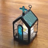 ステンドグラス教会キャンドルホルダーﾌﾞﾙｰNo,3031