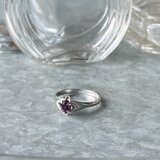 R417-ヴィンテージリング U.S.A. 1960's SILVER G Amethyst Color Cut Glass