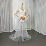 オーバードレス Vネック ロングスリーブ ファスナー オートクチュール 前撮り 結婚式 マタニティドレス