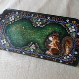 L型ファスナーウォレット　レザー　刻印＆拭き染め